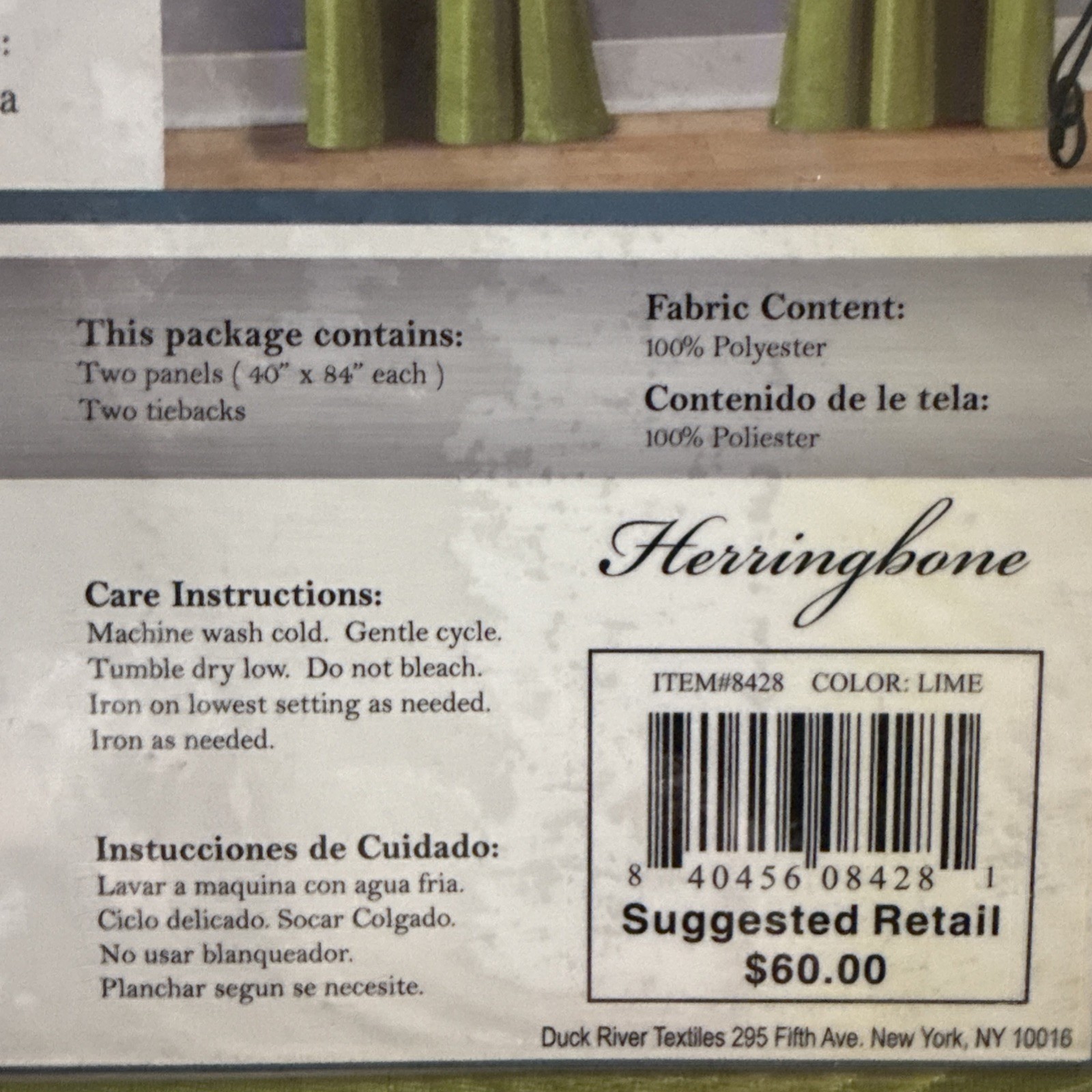 Duck River Textiles – Herringbone 2 Panels Lime 80” X 84”