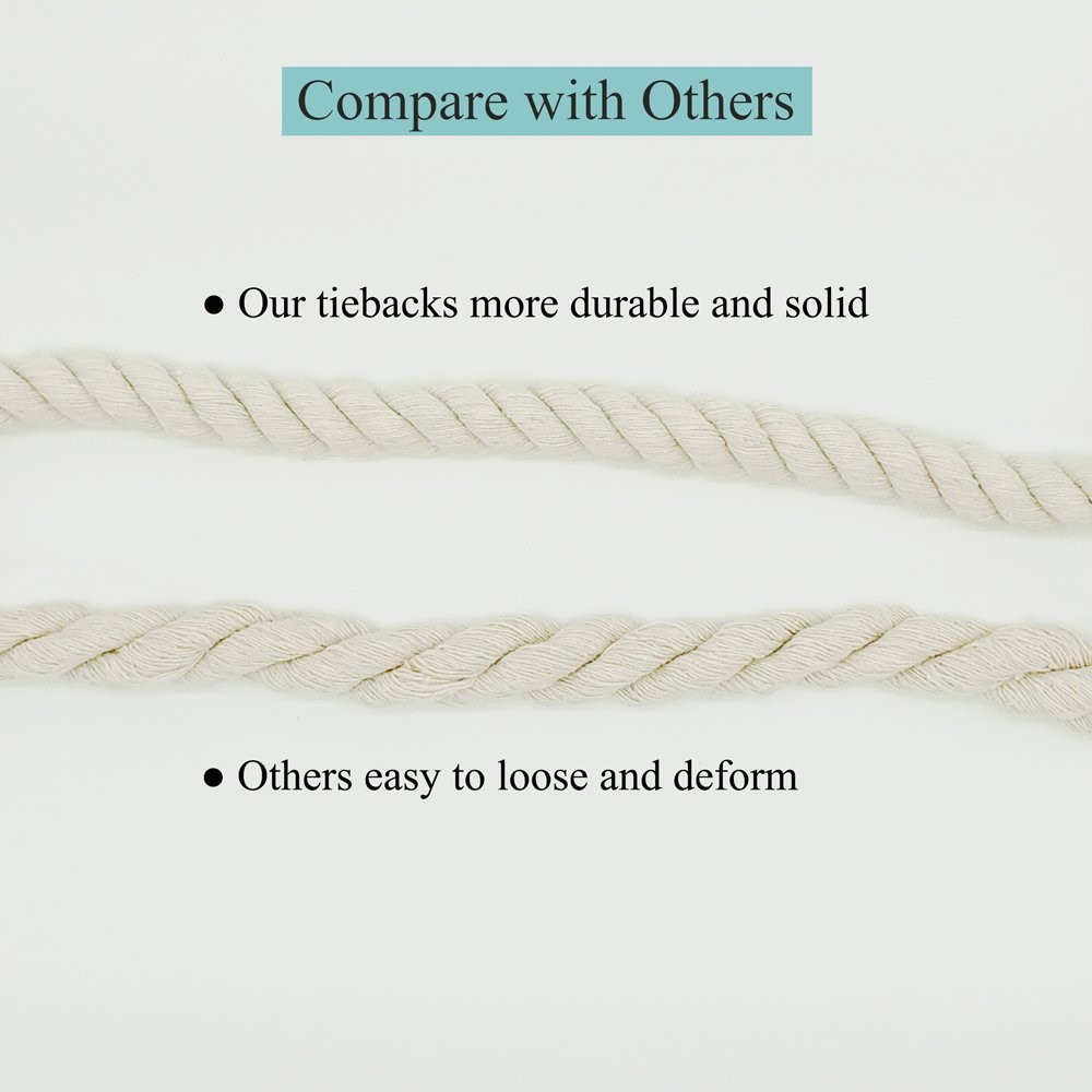 2 Pack Rustic Curtain Tiebacks – Outdoor Curtain Drapery 2 Pieces Beige