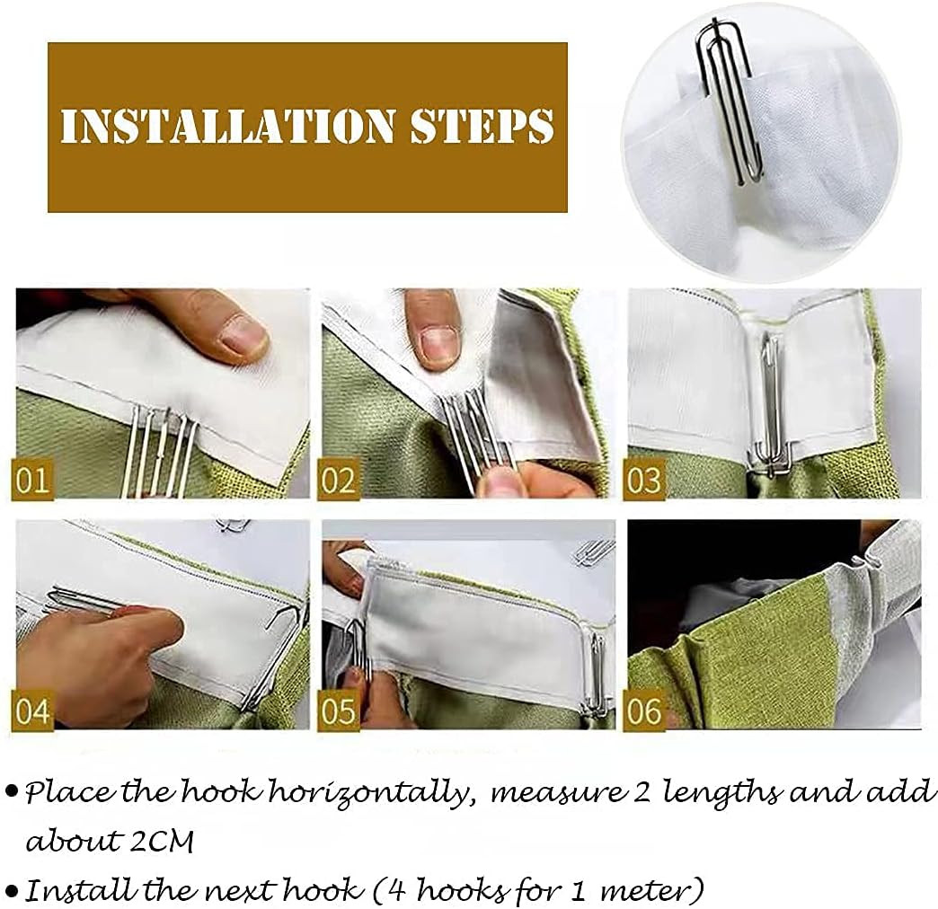 30PC Stainless Steel Curtain Pleat Hooks,Drapery Hook and Pin for Pleated Drape