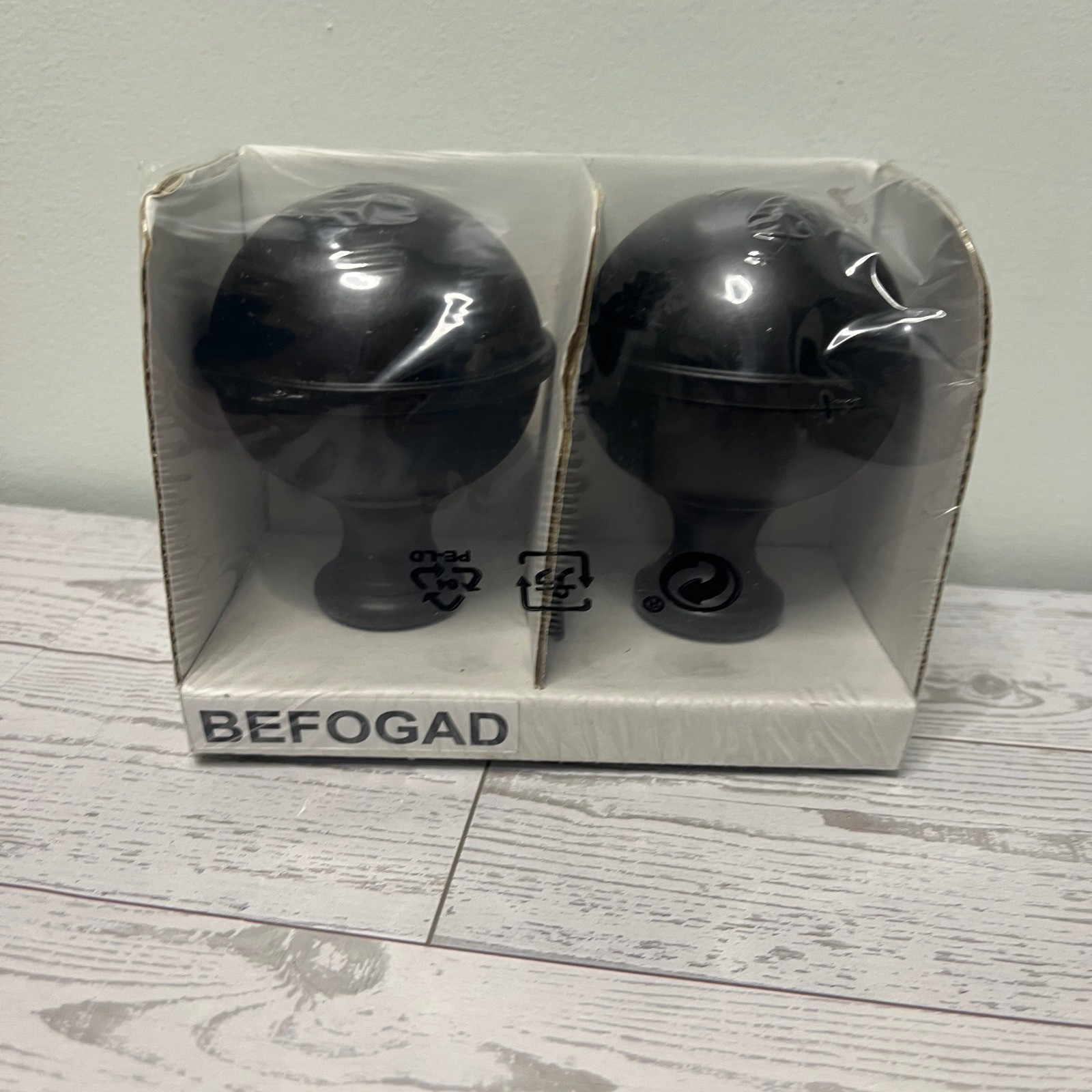 IKEA BEFOGAD Curtain Rod Finials Set of 2 Black 102.801.23 Modern Minimalist
