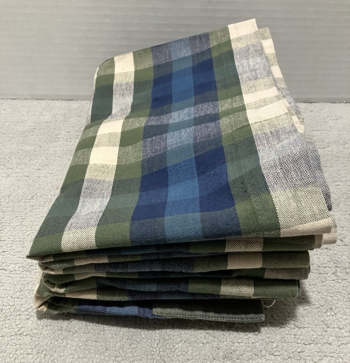 JCPenney Home Valance Bradley Stripe Plaid Valance Woven Cotton Blue Olive Green