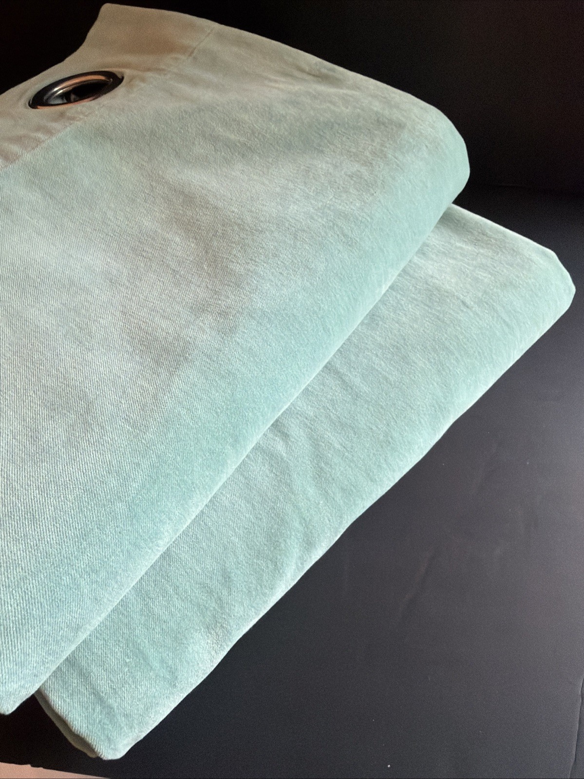 IKEA Sanela Velvet Curtains 2 Panels 100% Cotton Aqua 55×98 60418905