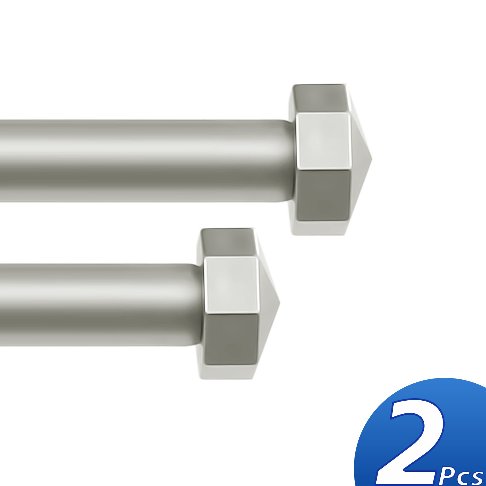 2 PCS Single Curtain Rod w/ Octagonal Finial, 5/8 In Dia Drapery Rods 28″-120″