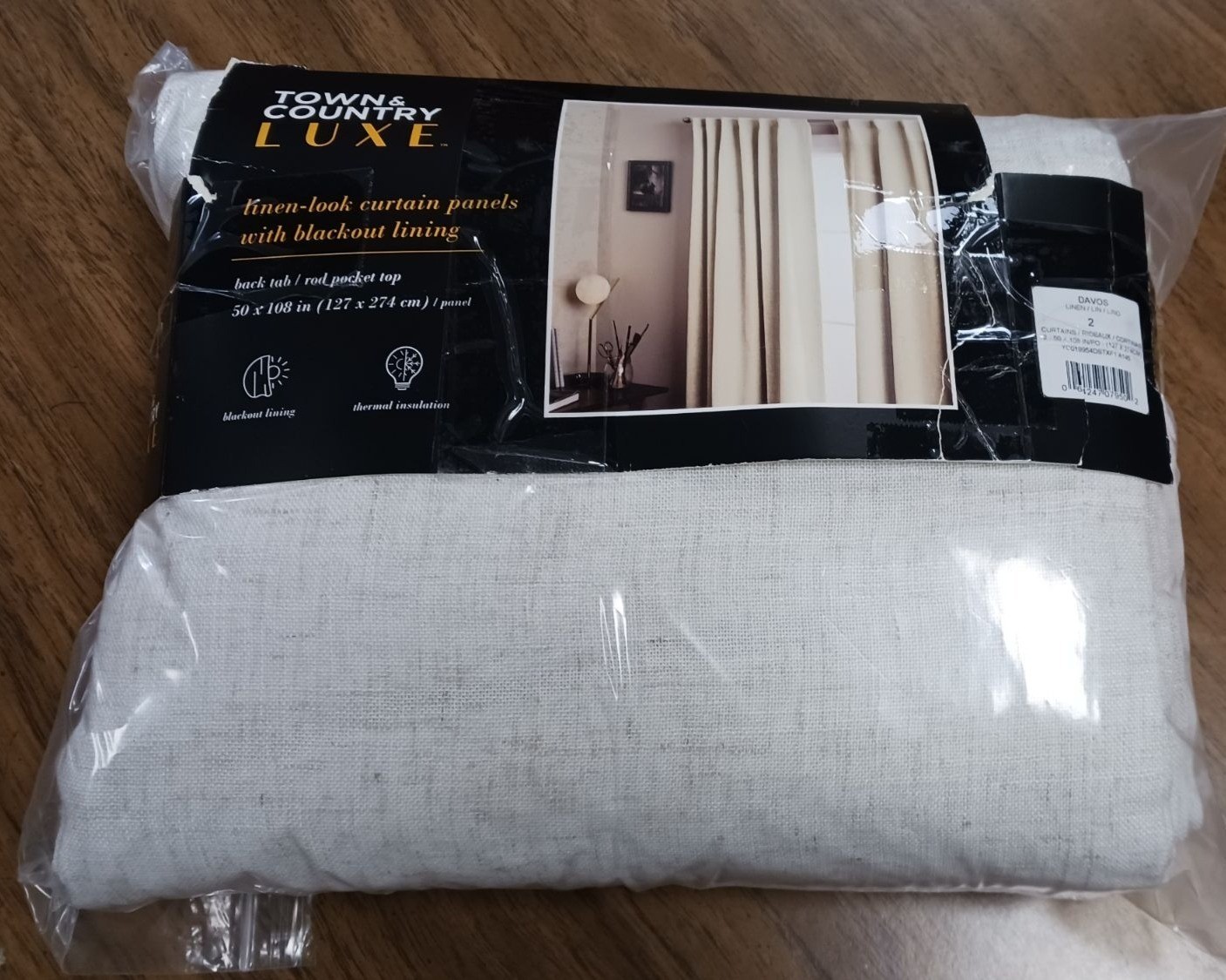 Town & Country Luxe Curtains Cream 2 Panels 50in x 108in New Open Package