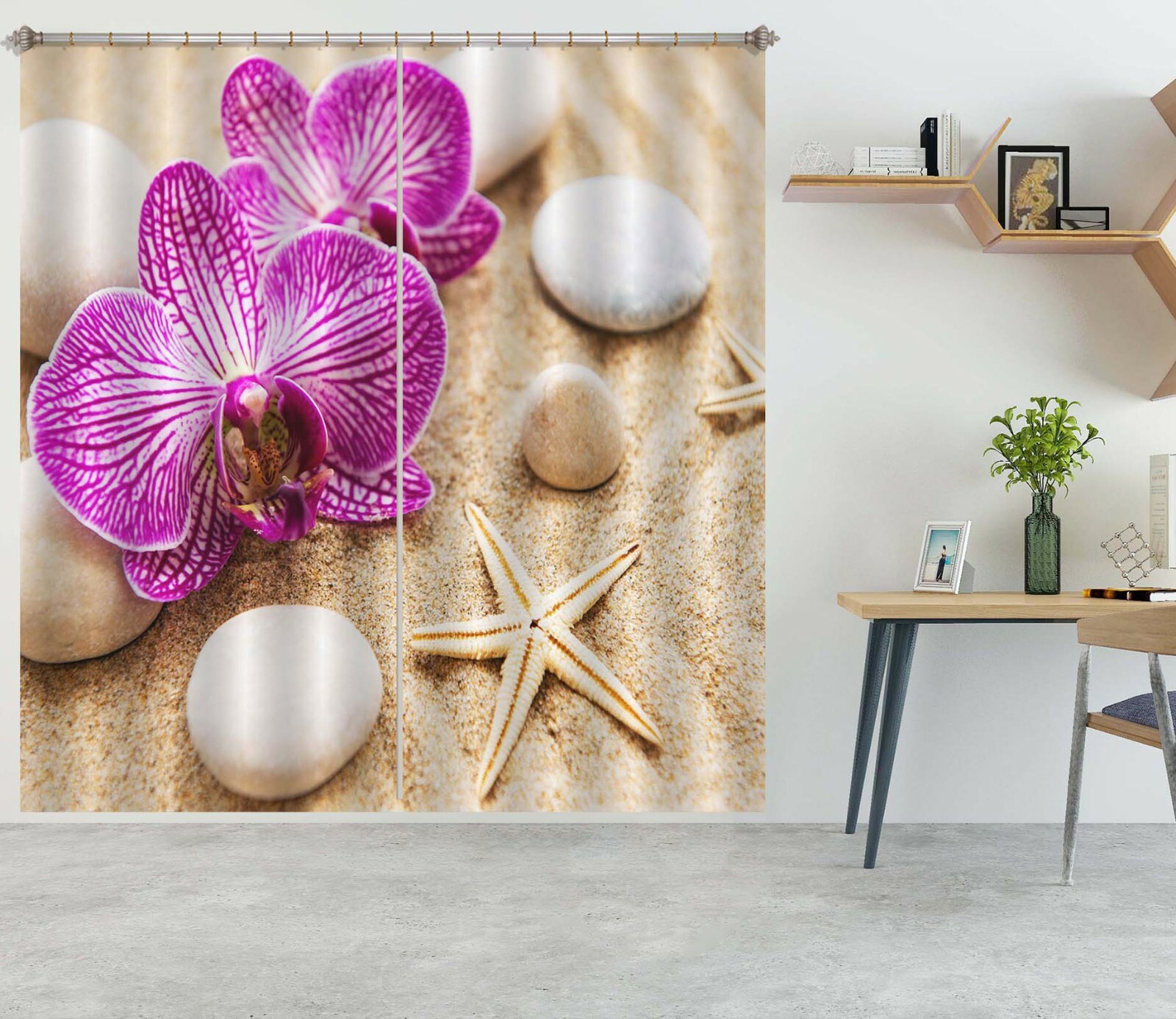 3D Phalaenopsis Starfish ZHUA472 Blockout Photo Curtain Fabric Window Amy