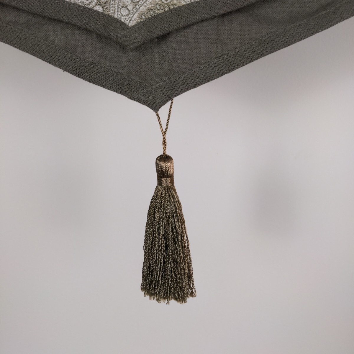 3x Croscill Curtain Valances Brown Paisley Embroidered Layered Tassel 39 x 22.5