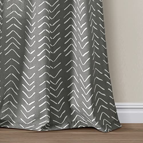 Hygge Modern Arrow Linen Look Window Curtain 40″W x 84″L (Pack of 2) Dark Gray