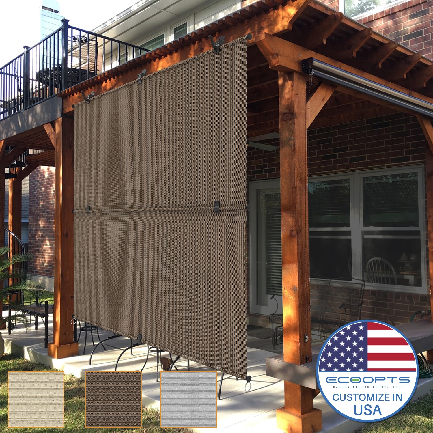 7ft/8ft(W) Foldable Shade Cordless Roller UV Blind for Patio Deck Gazebo Porch