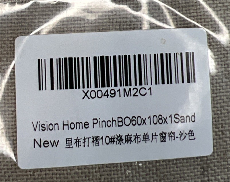 Vision Home Sand Pinch Pleated Full Blackout Curtain Linen 60W x 108L, 1 Drape