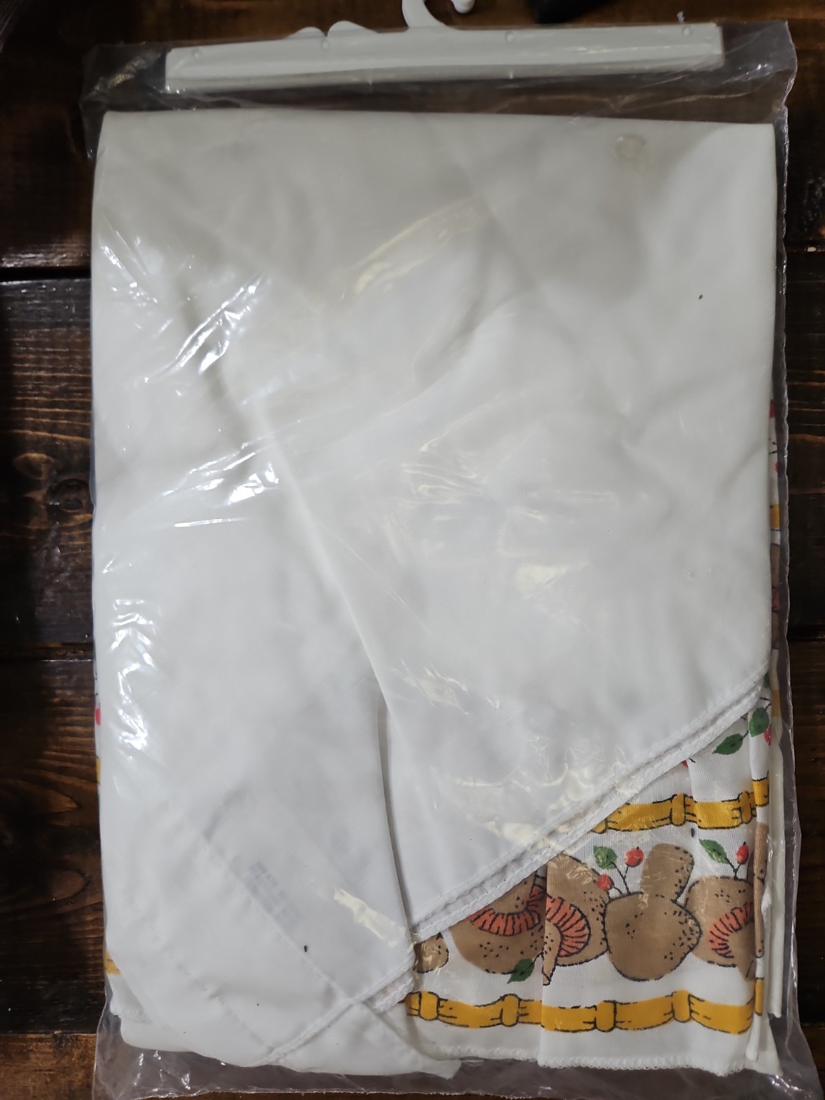 Vtg Gourment Kitchen Pocket Rod Curtain Valance & Swag 36×60 Du Pont Dacron