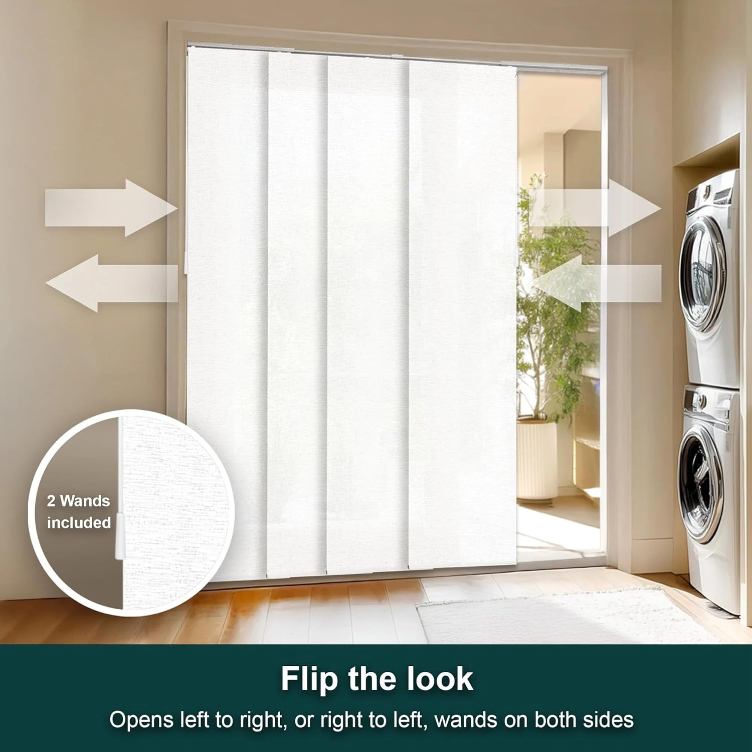 Panel Track Blinds for Sliding Glass Doors, 4 Panel Sliding Panels, Adjustable T