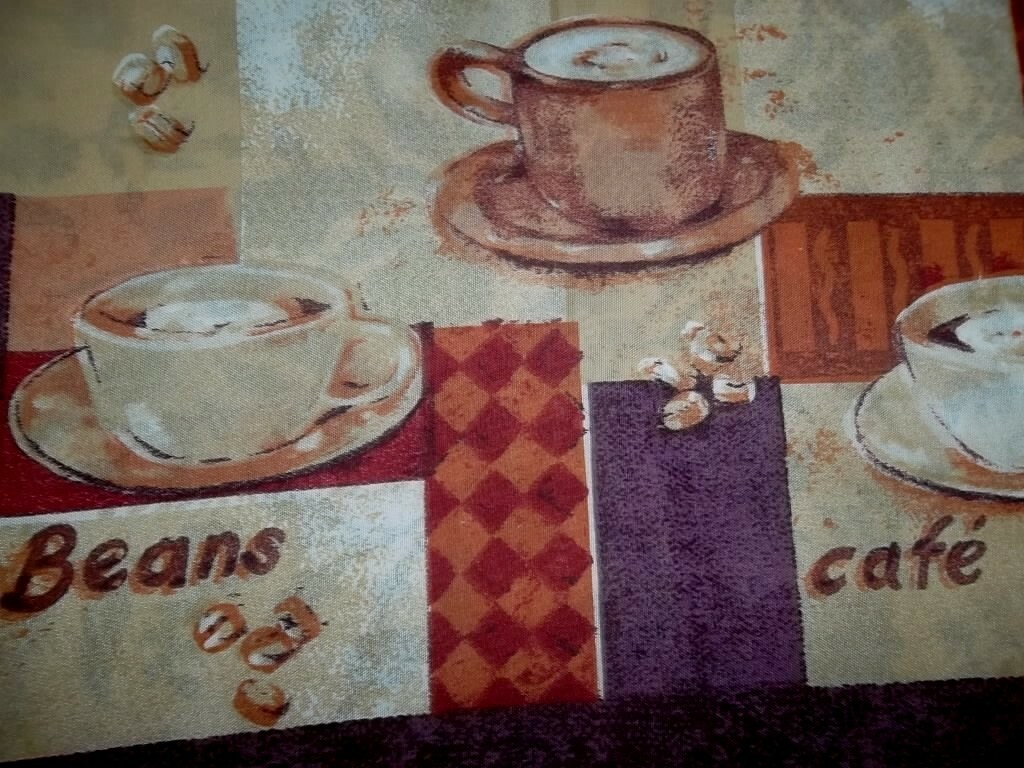 3-piece Coffee Mug Cup Kitchen Window Curtain Set White Drapes Cafe Tier & Swag