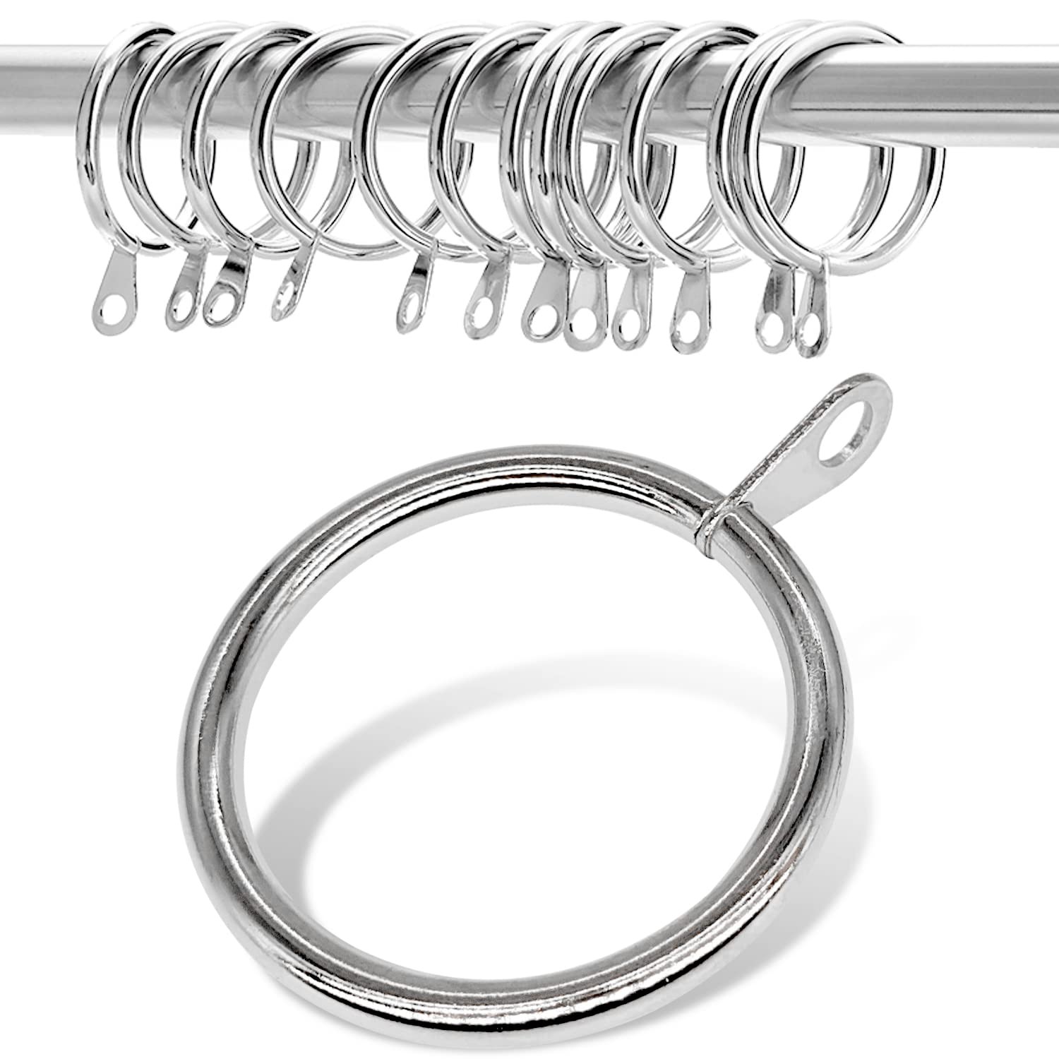 20 PCS Metal Curtain Rings with Eyelet 11/4 Inch Inner Diameter Silver