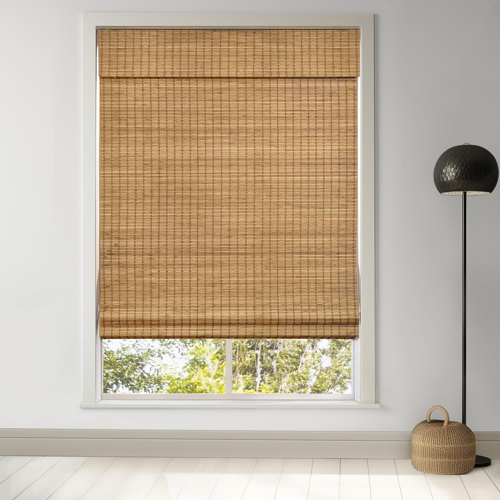 Cordless Bamboo Roman Shades, Privacy Blinds for Interior Windows, Room Darkenin