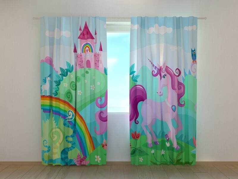 Window Curtain Printed with Magic Country and Unicorn Wellmira Made to Measure