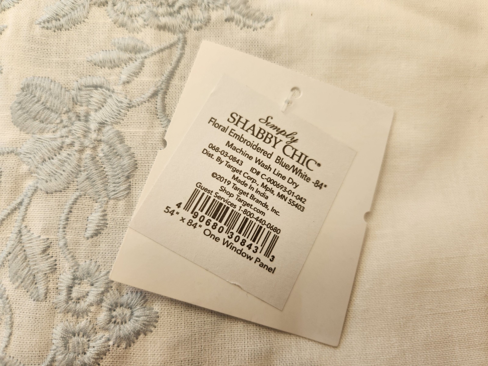 NEW SIMPLY SHABBY CHIC EMBROIDERED FLORAL 100% COTTON CURTAIN PANELS