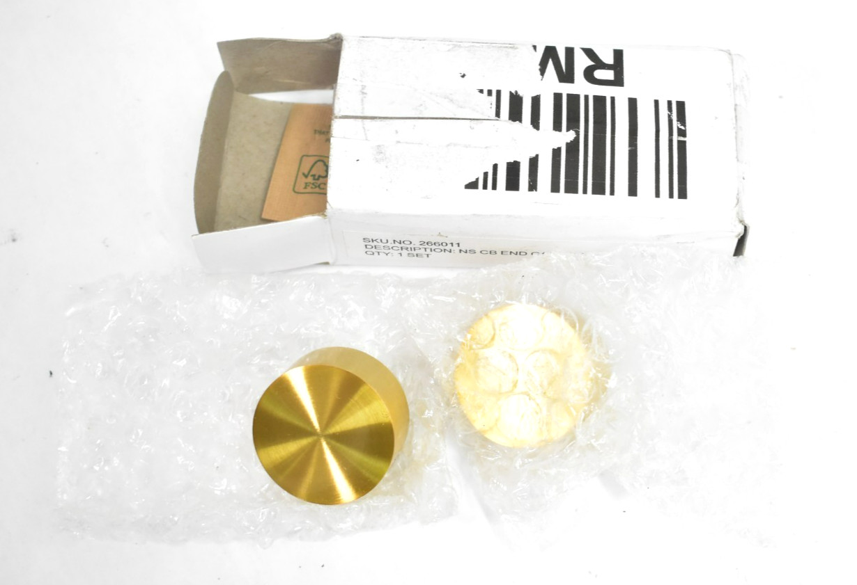 Lot of 2 Round Flat End Caps Finials Brass Finish 1-1/4″ Dia Replacements
