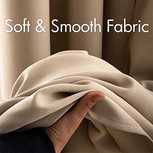 Room Darkening Curtains Thermal Insulated Drapes 42″W x 63″L (Pack of 2) Beige