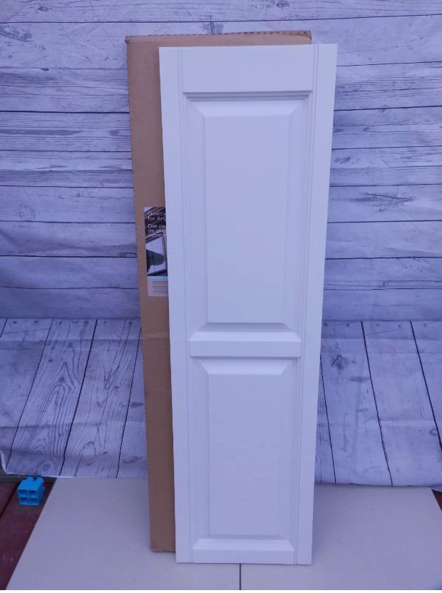 15″ x 51″ PLYGEM Raised Panel Board Window Shutters Pair In White Polypropylene