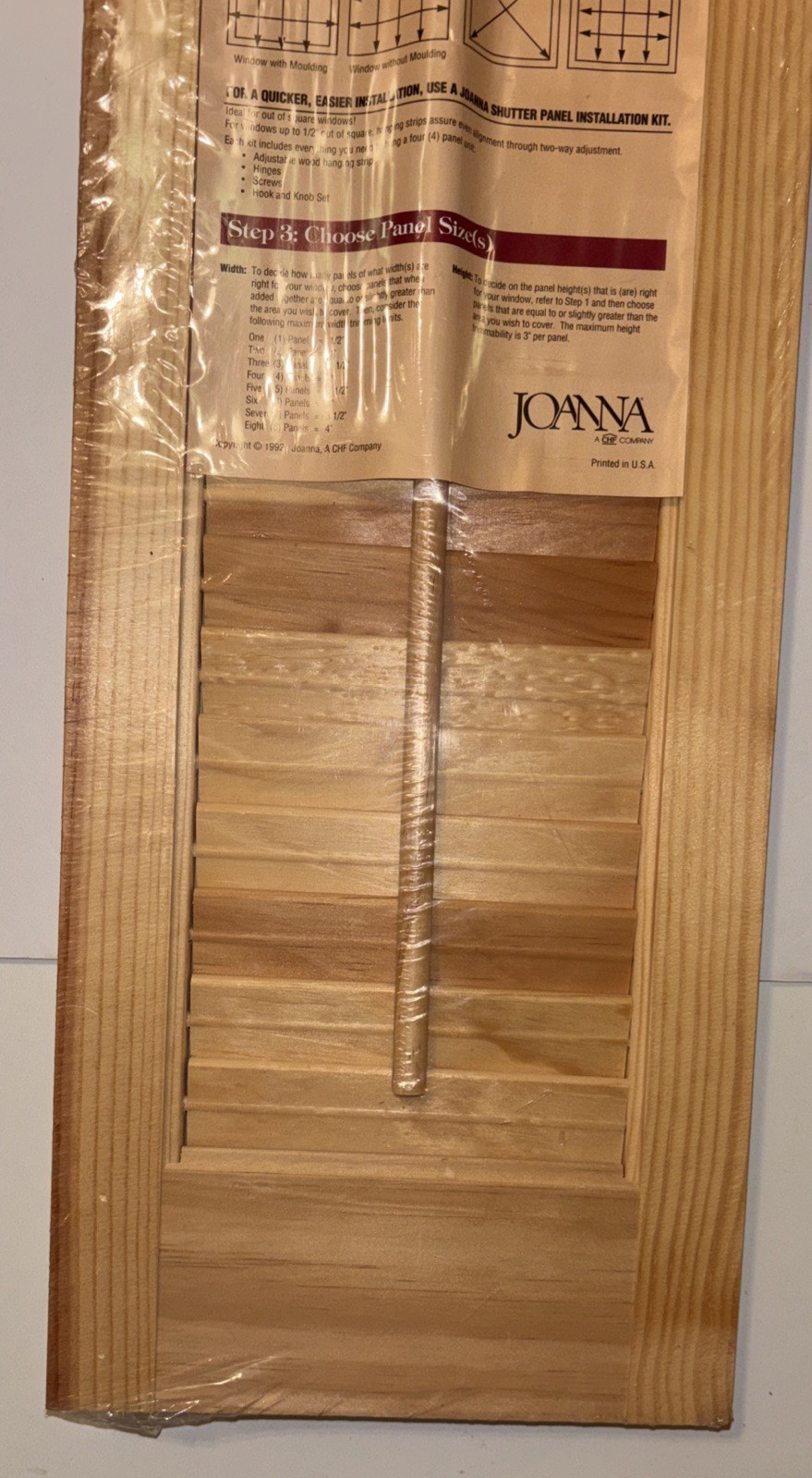 Vintage Joanna Interior Wood Shutter Panel 8×24 NOS Sealed Unfinished Pine USA