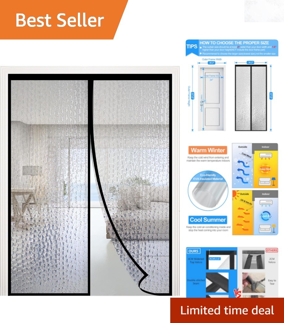 Magnetic Insulated Door Curtain Waterproof EVA Fits 34×96 Inch Door
