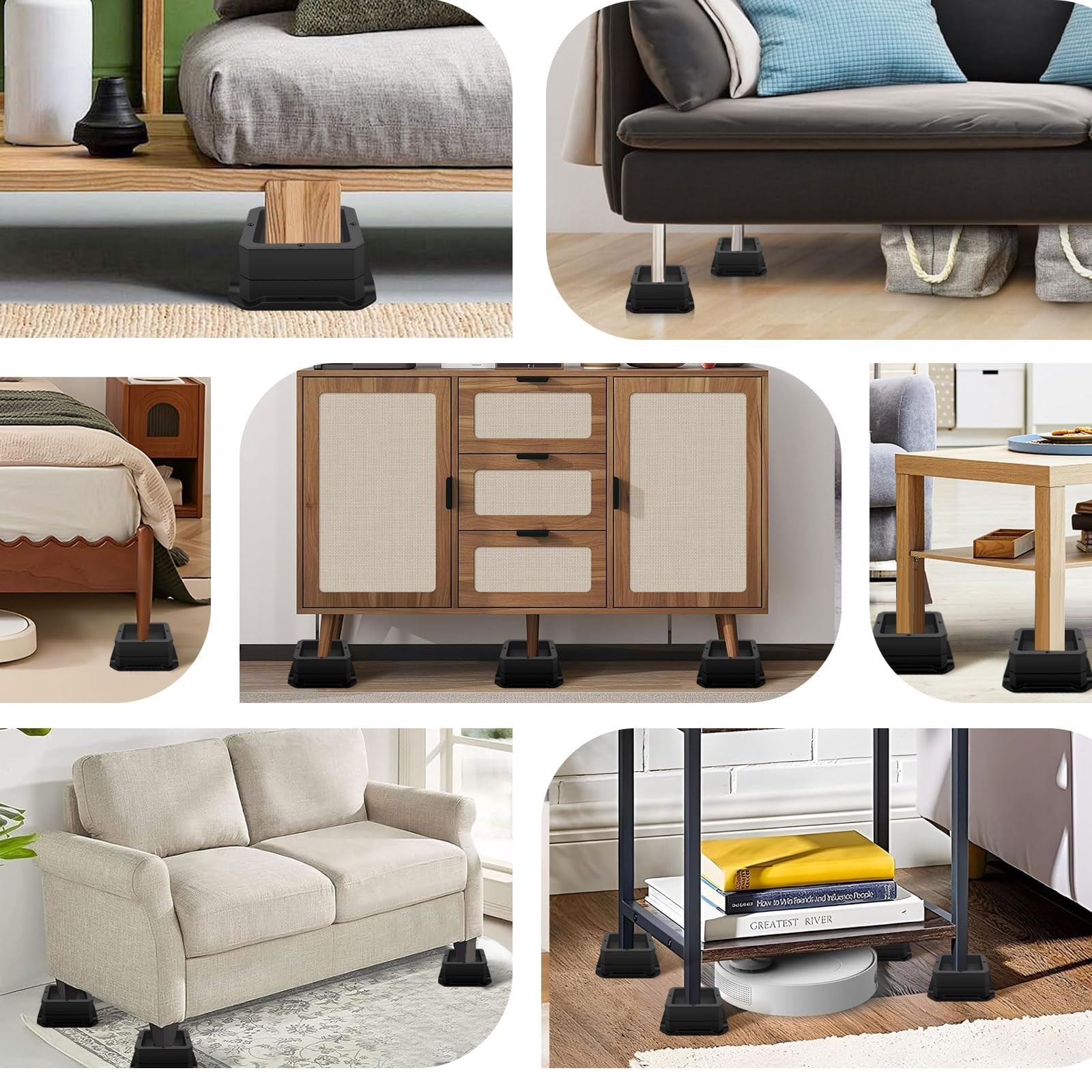 ANNKUT Furniture Risers 1 Inch，Bed Risers Heavy Duty，Desk Risers f