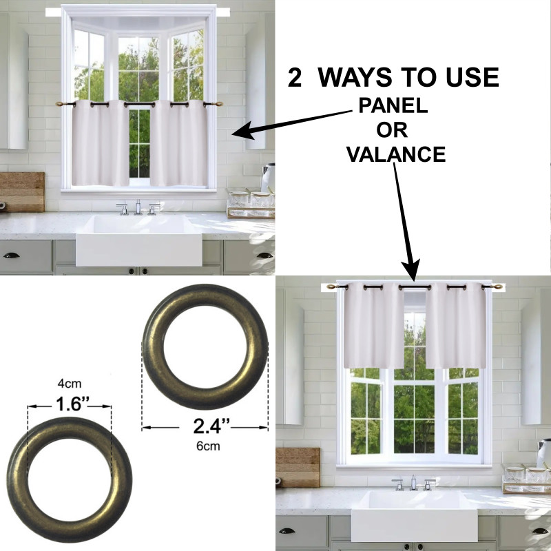 2 Piece Set Blackout Kitchen Curtain Window Lined Tier Pair Darkening Panels D24