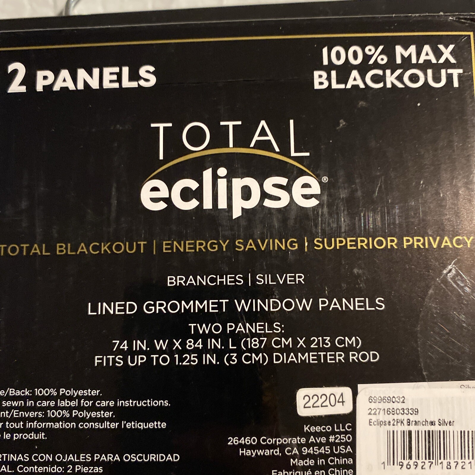 Total Eclipse 100% Max Blackout Branches Silver Lined Grommet (2) Window Panels