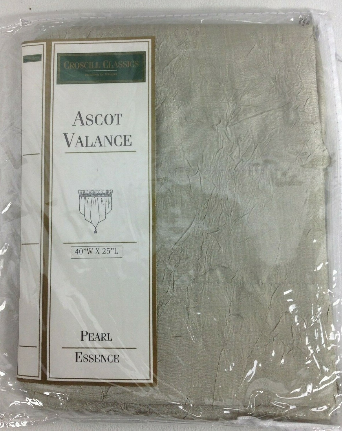 CROSCILL Classics 40×25 Ascot Valance Celedon Pearl Essence (solid crinkle sage)