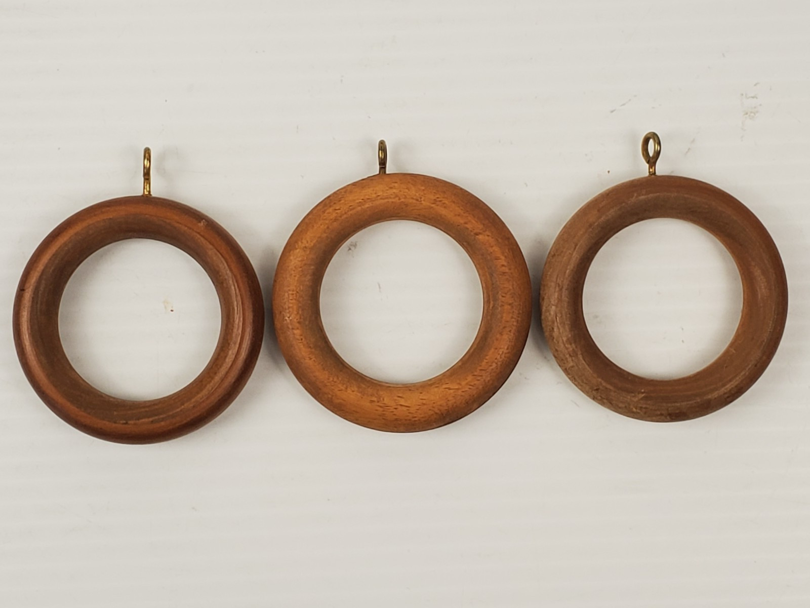 14 Vintage Wooden Curtain Rod Drapery Rings With Eyelets OD 2-3/4” ID 1-3/4”