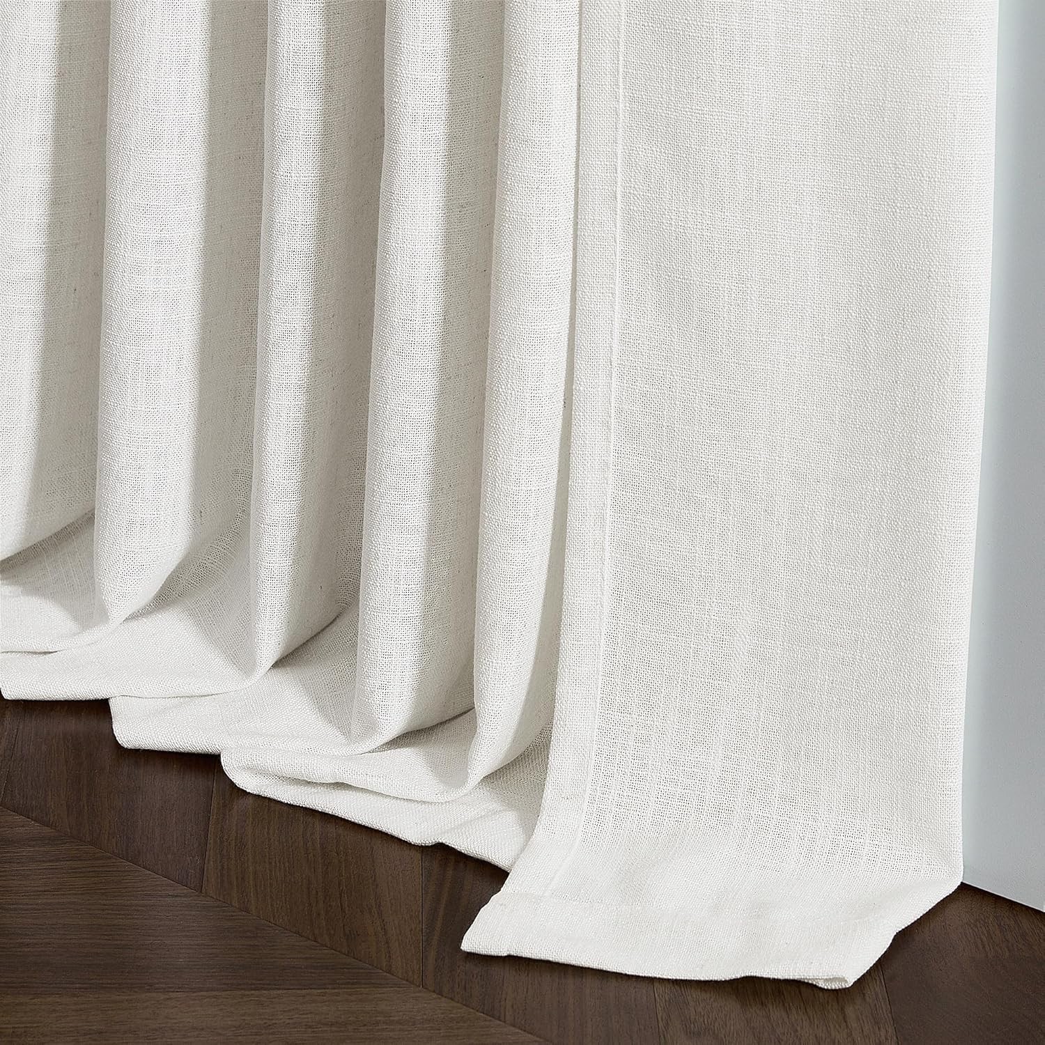 Pinch Pleated Linen Curtains 96 Inch Light Filtering Drapes 2 Panels Neutral