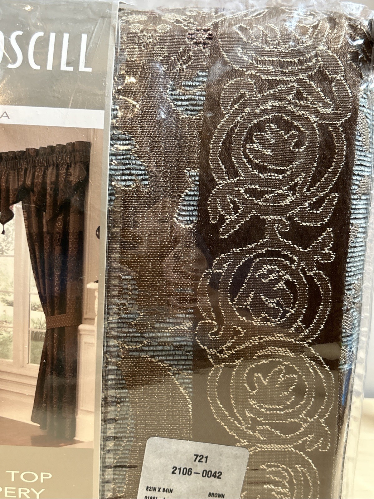 CROSCILL GALLERIA BROWN BLUE (PAIR) DRAPERY PANELS 41 X 84 TUSCAN POLE TOP NEW