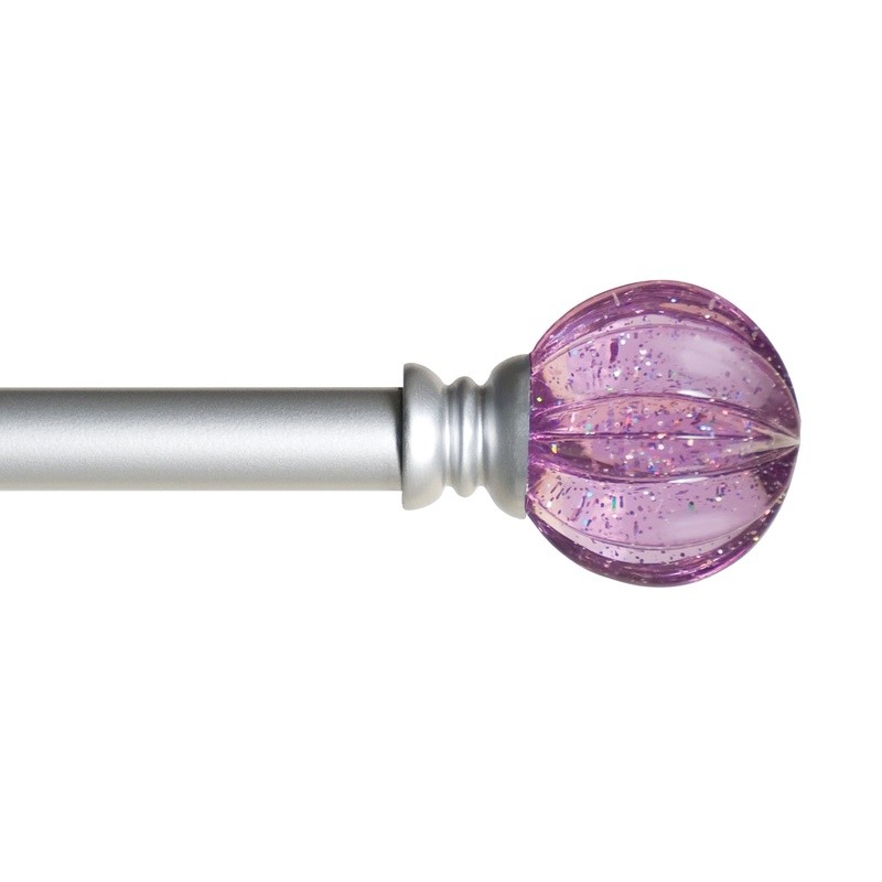 Estrella 5/8 Standard Decorative Curtain Rod W/ Translucent Purple Finials Set