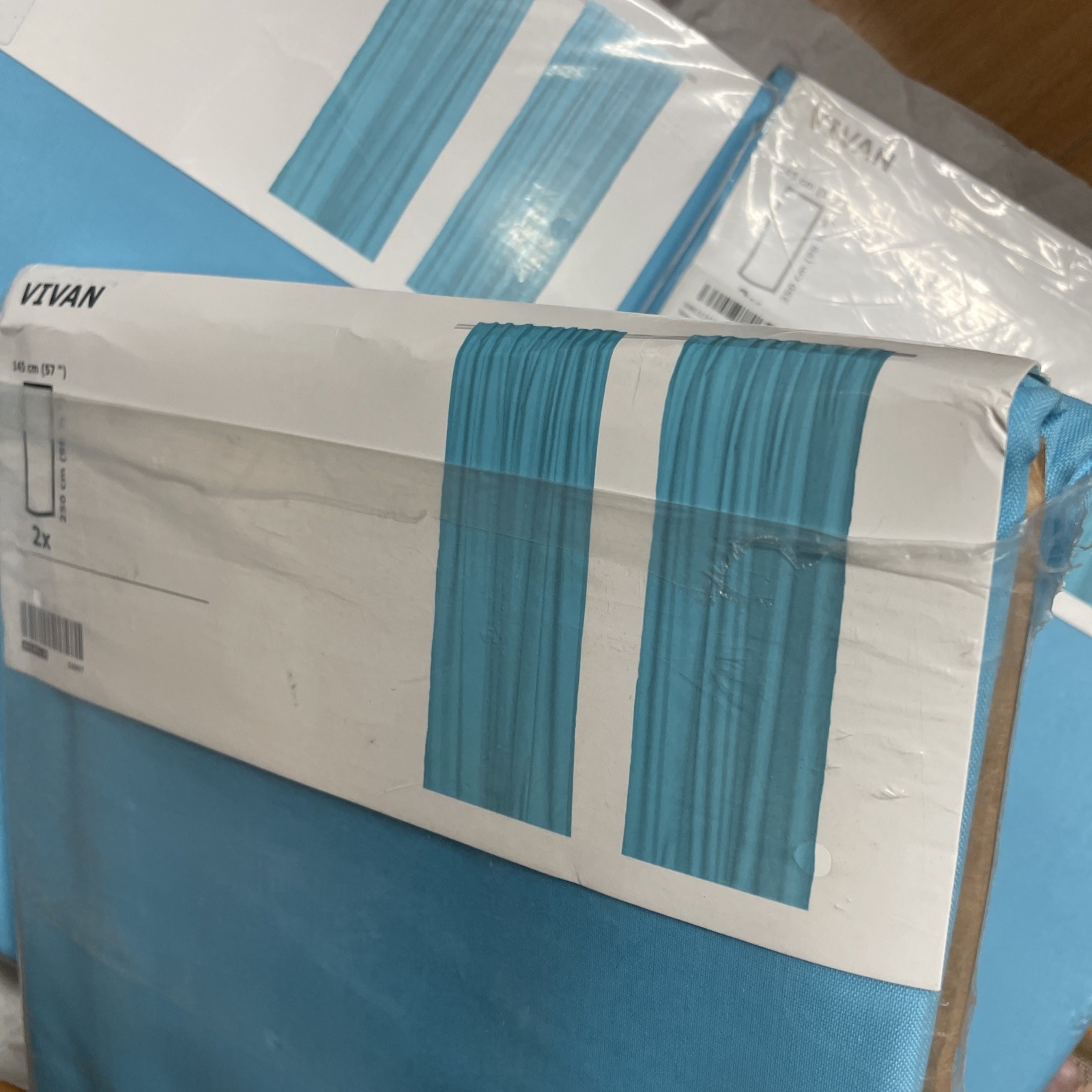 6 Pairs: IKEA Curtain VIVAN Solid Blue Sheer Turquoise 57×98 ½ Panel (Open Box)
