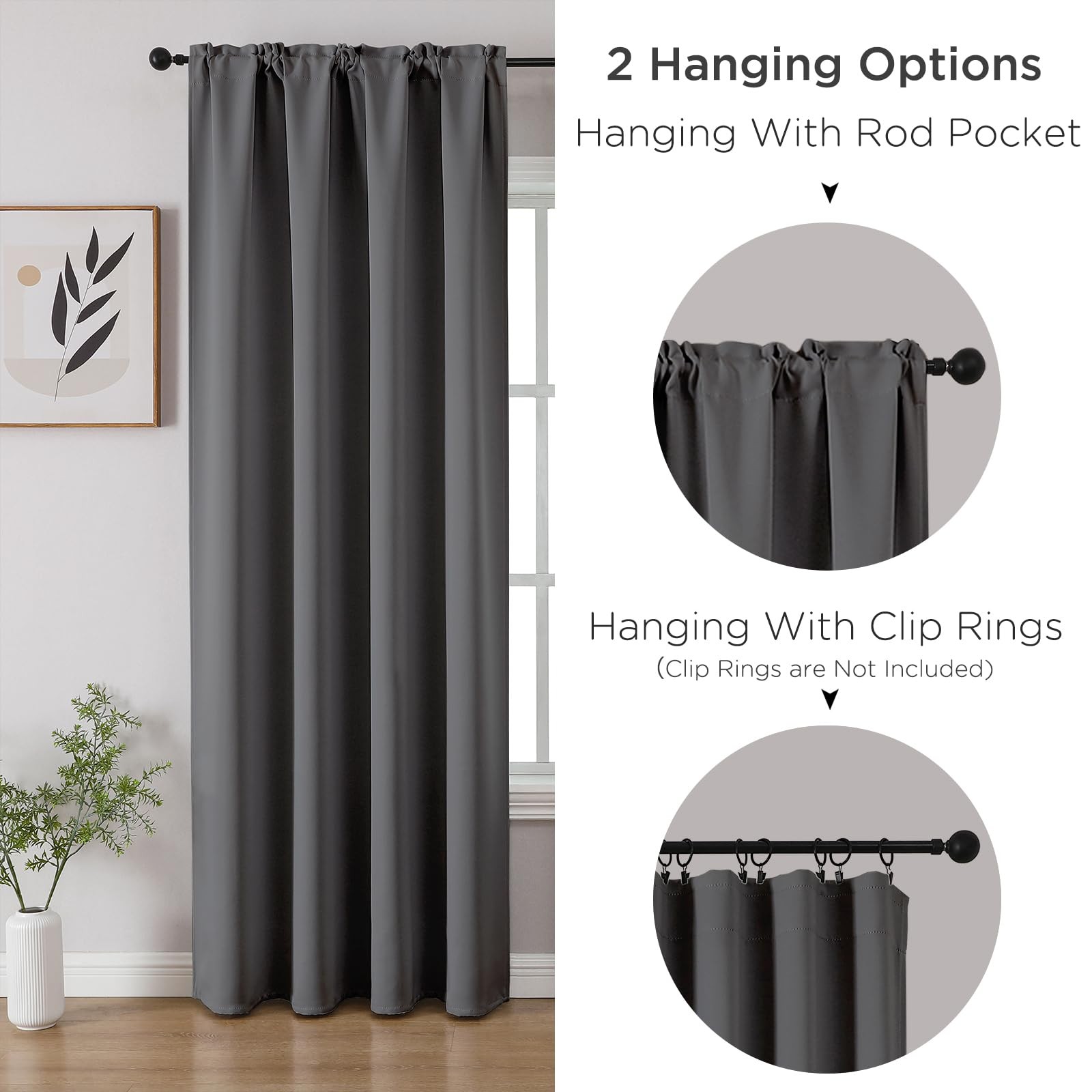 Light Grey Blackout Curtains 52X45 Pack Of 2 Thermal Insulated Privacy Drapes