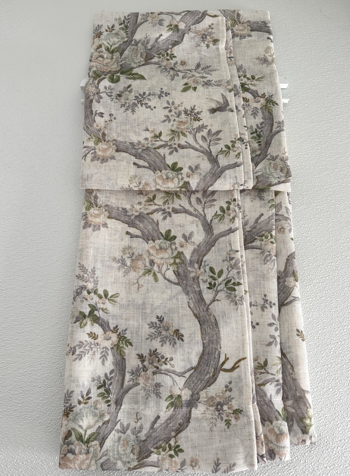 Laura Ashley Window Curtains 2 Panels 38 x 96″ Linen Khaki Gray Cream Pole Top