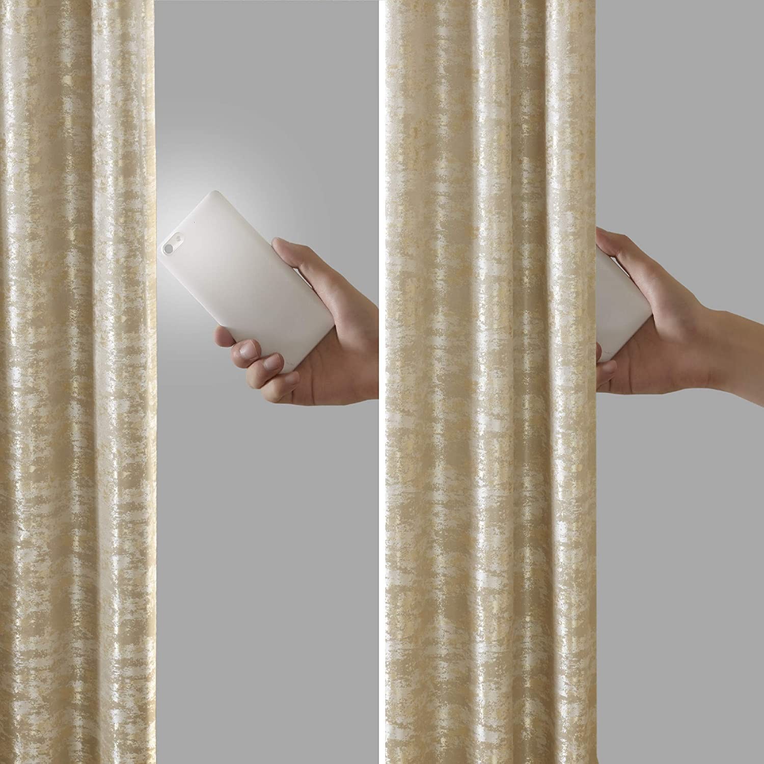 SunSmart Cassius Jacquard Blackout Curtain for Bedroom, Luxury Gold Single Windo