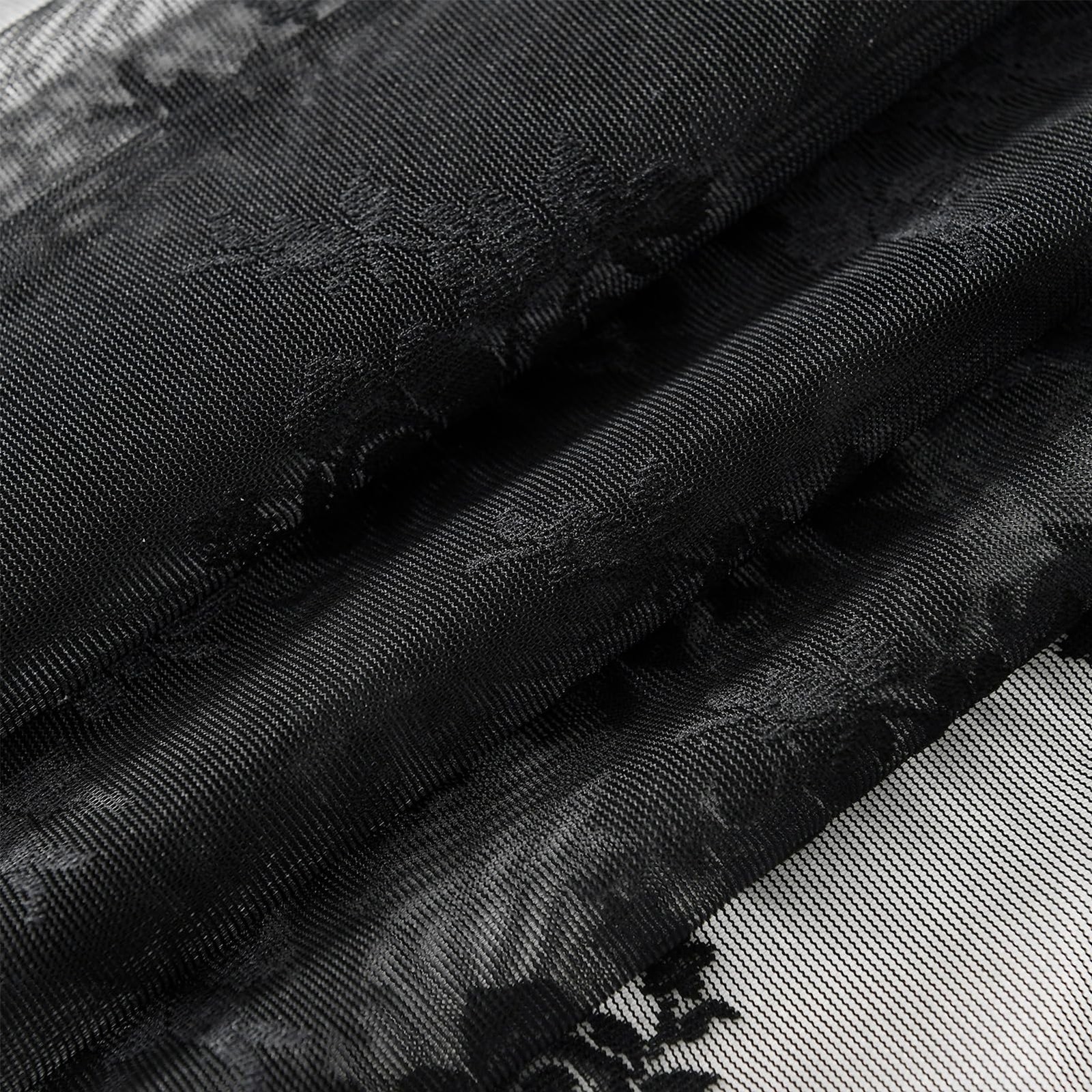 Black Lace Sheer Curtains 42 x 54 Inch 2 Panels Rod Pocket Vintage Privacy