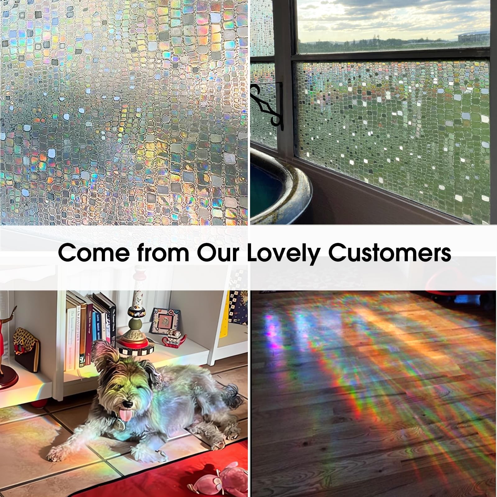 Beautysaid Window Privacy Film Stained Glass 3D 17.5 x 78.7 inch, Pure