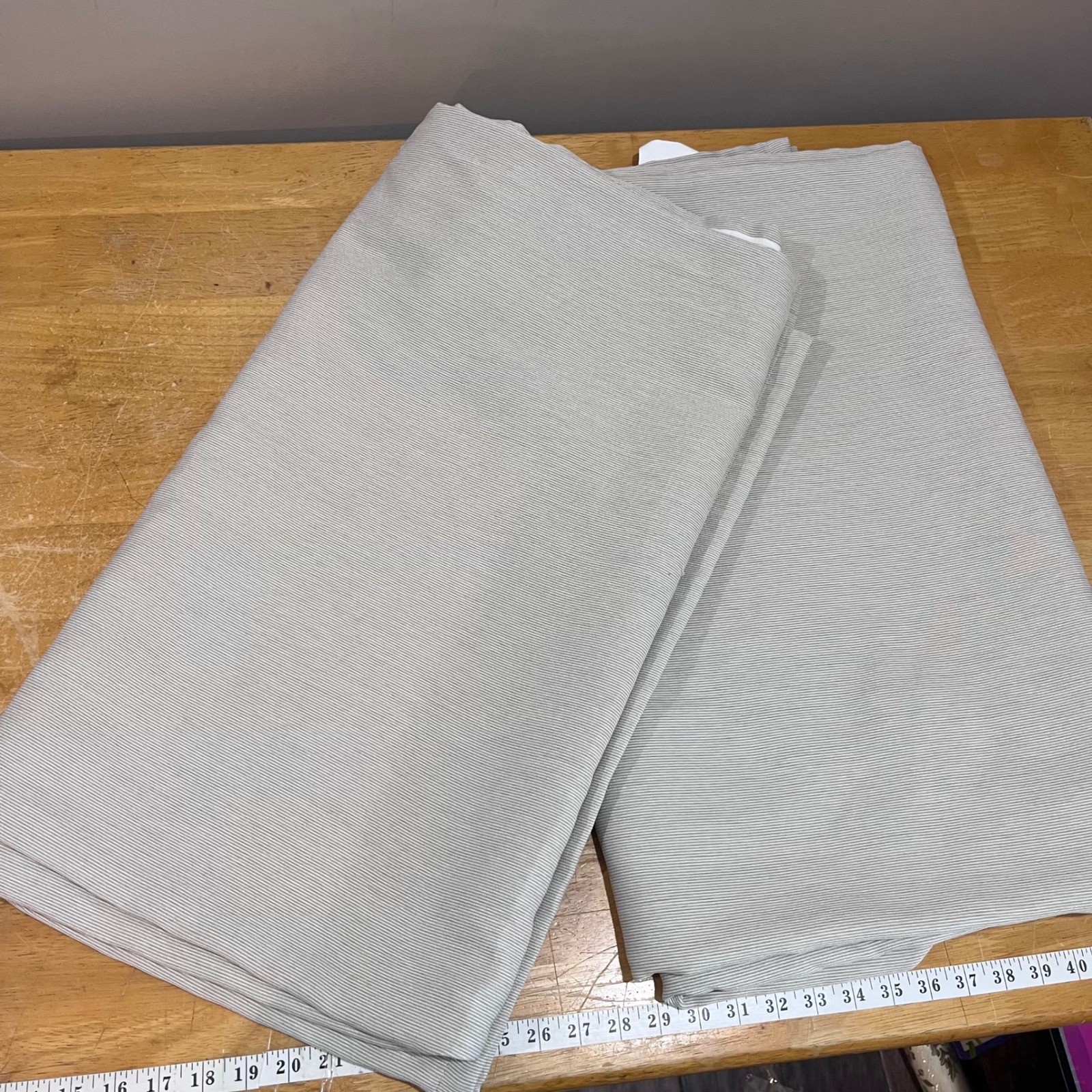 IKEA Vilborg Blackout Curtains Pair Beige White Striped 57×98 Modern Minimalist