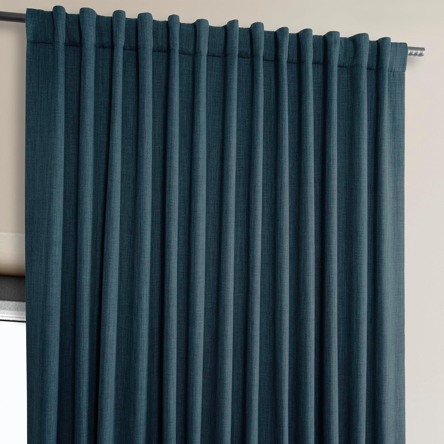 1 Panel Story Blue 84″L x 100″W Linen Darkening Curtains For Bedroom Living Room