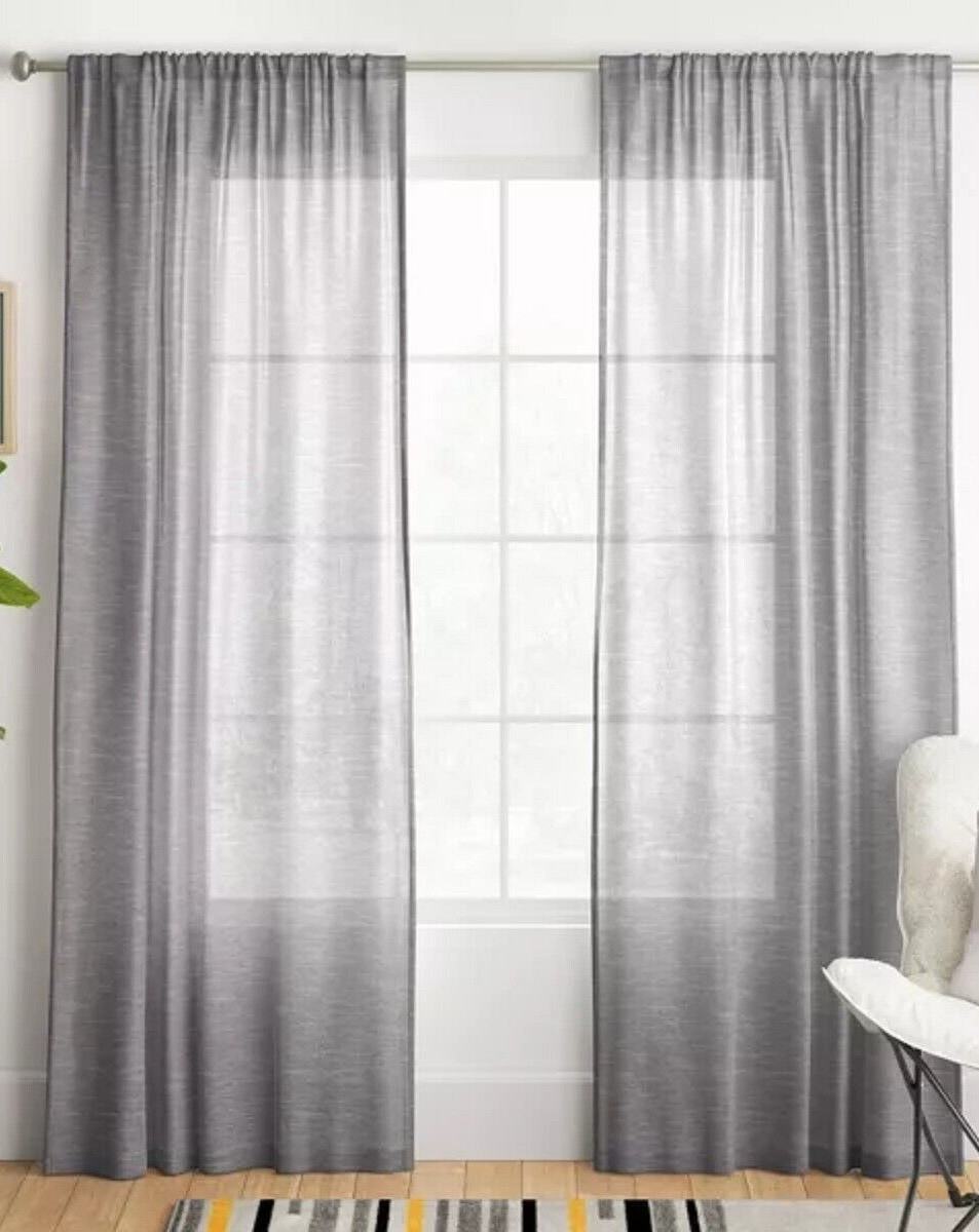 Room Essentials Rod Pocket 2pk Window Curtain Panels 42×84″ Gray*#