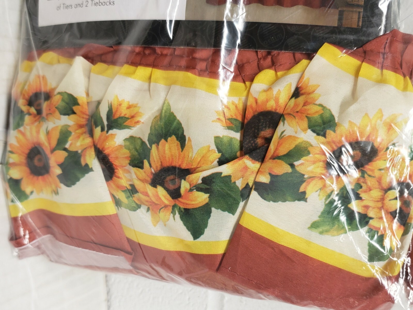 3 Pc Curtains Cottage Set: 2 Tiers & Swag (57″ x 30″) SUSAN SUNFLOWERS by Achim