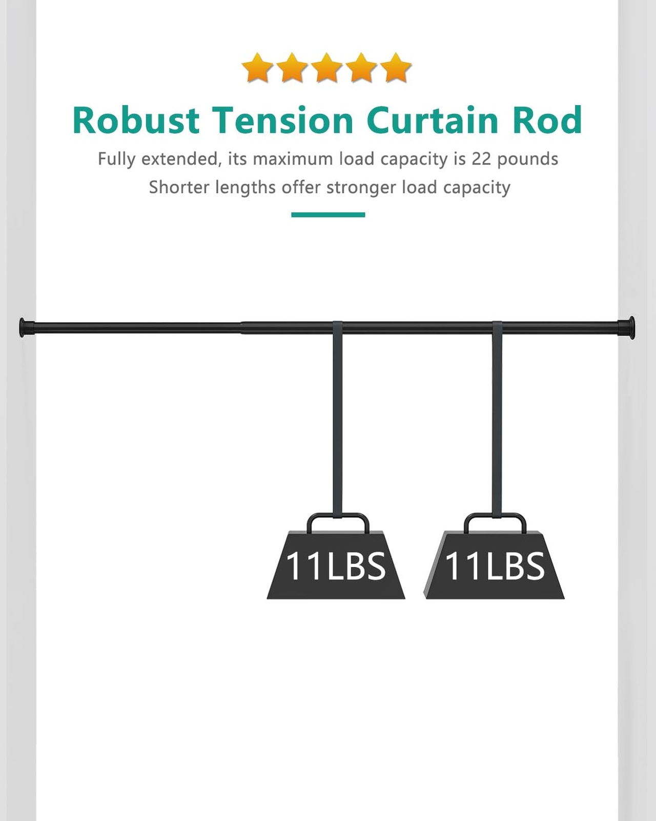 Tension Curtain Rod by EZFurni,42-123 Inches,Heavy Duty Tension Rods for Wind…