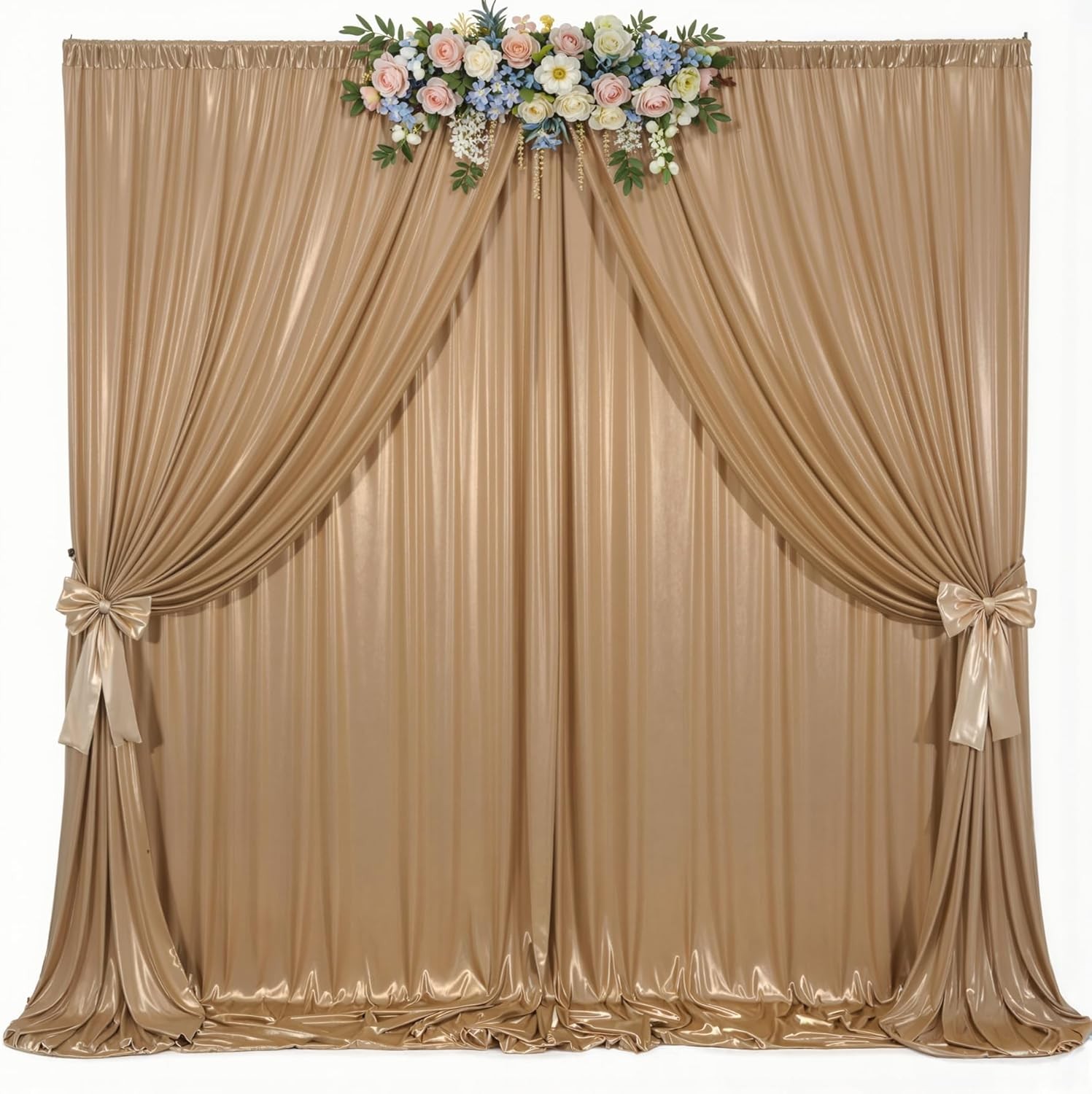 40x10ft Champagne Glitter Sequin Photo Backdrop Curtain for Parties Wrinkle