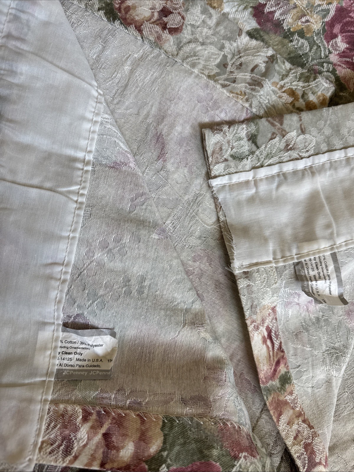 Vtg Croscill 2 Cotswold Curtains Set & 1 Valance Roses Floral Cottage Country
