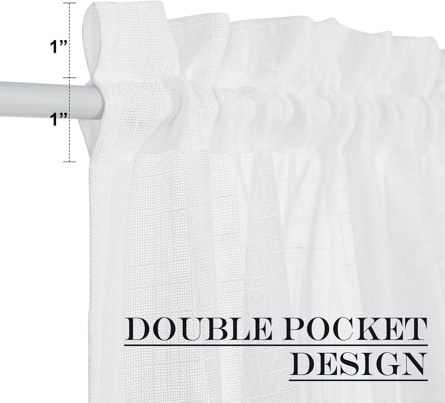 Sidelight Sheer Door Window Curtains – Semi multi size (Pack of 1) White