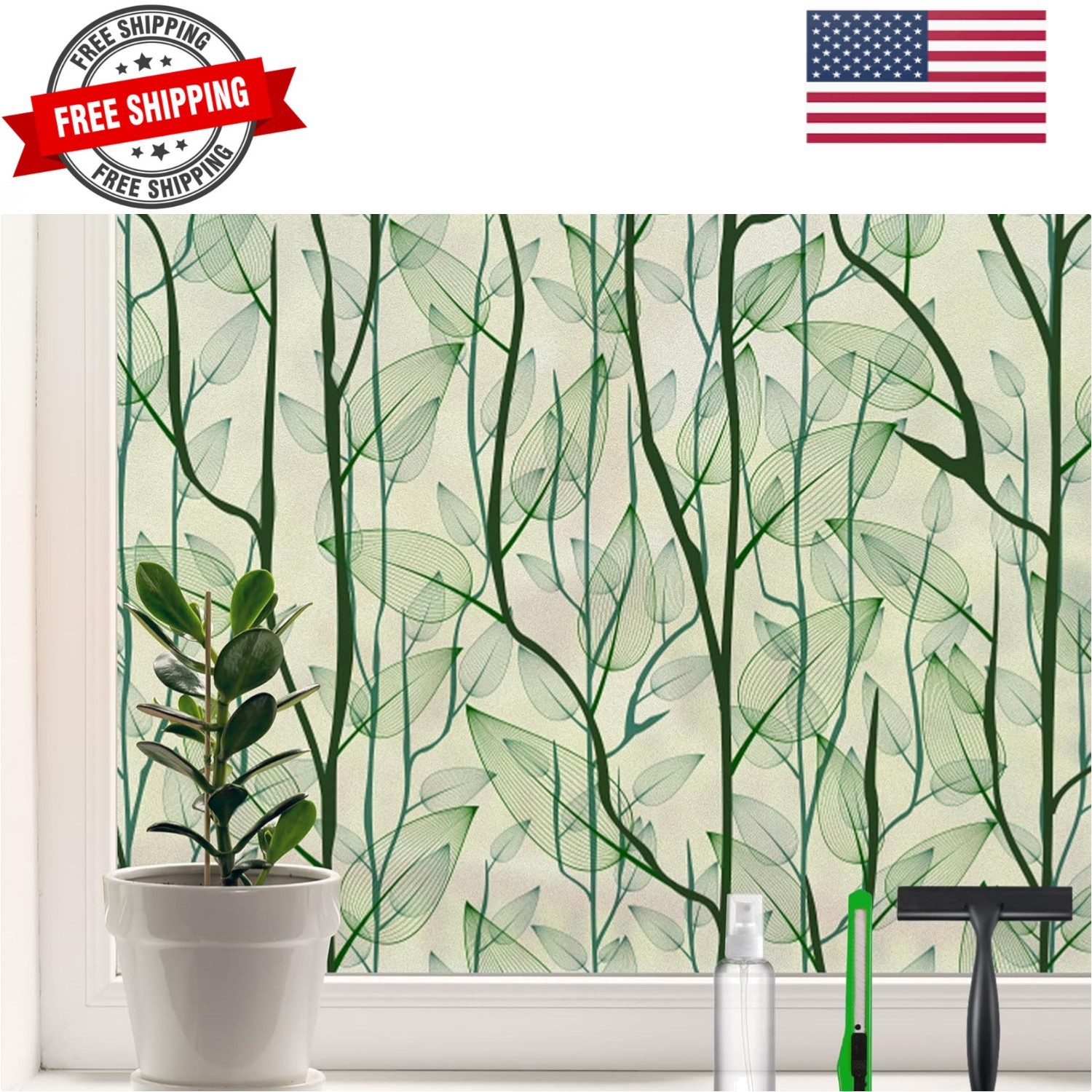 Window Film Privacy with Installation Tools, Decorative Stained Glass Window …