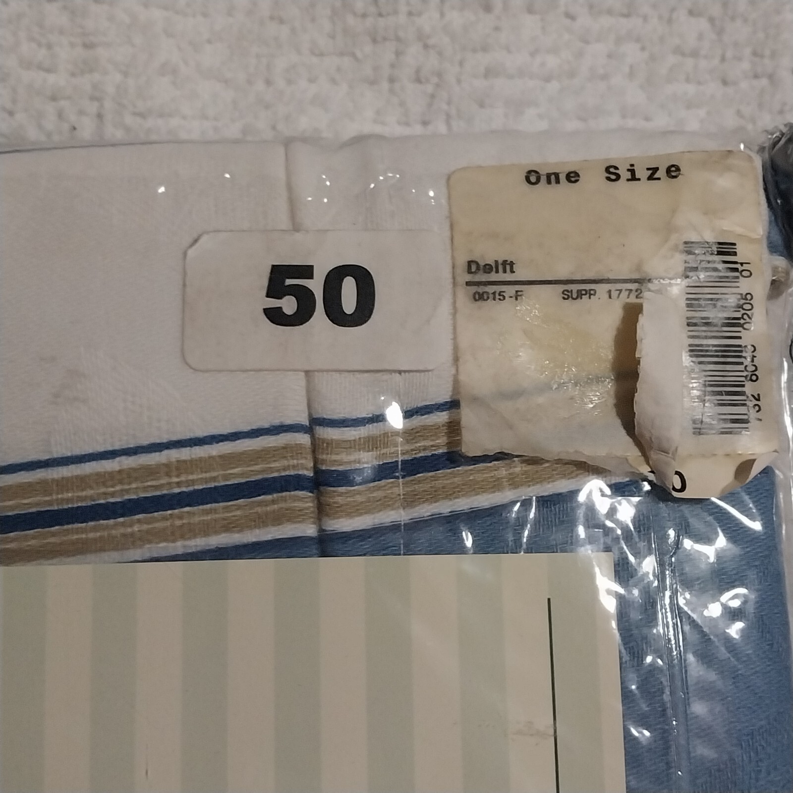 Waverly Delft Amanda Window Valance Melrose Striped Blue White Tan 79 W x 16 L