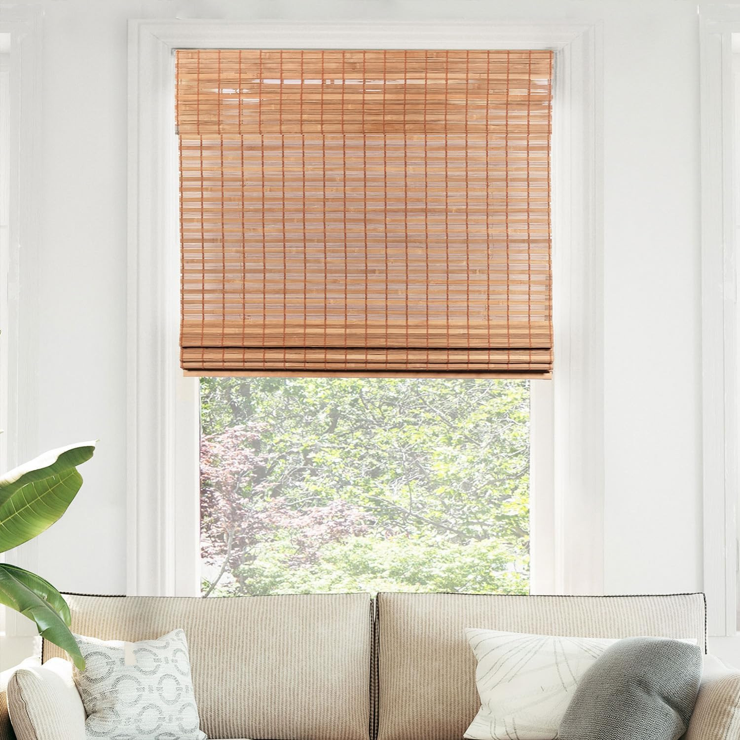 Bamboo Roman Shades – Customer Favorite Light Filtering Blinds for Windows, Prem